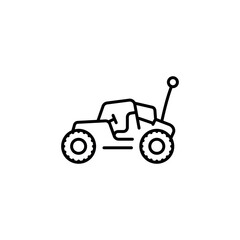 Radio-controlled car. Buggy toy linear icon. Thin line customizable illustration. Contour symbol. Vector isolated outline drawing. Editable stroke