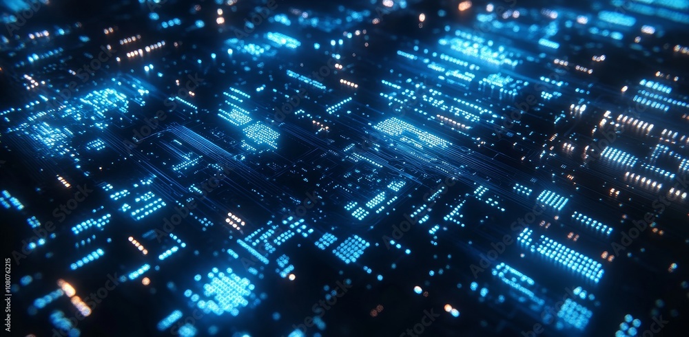 Poster an illustration of grid line circuit communications with a hi-tech background. technology concepts a