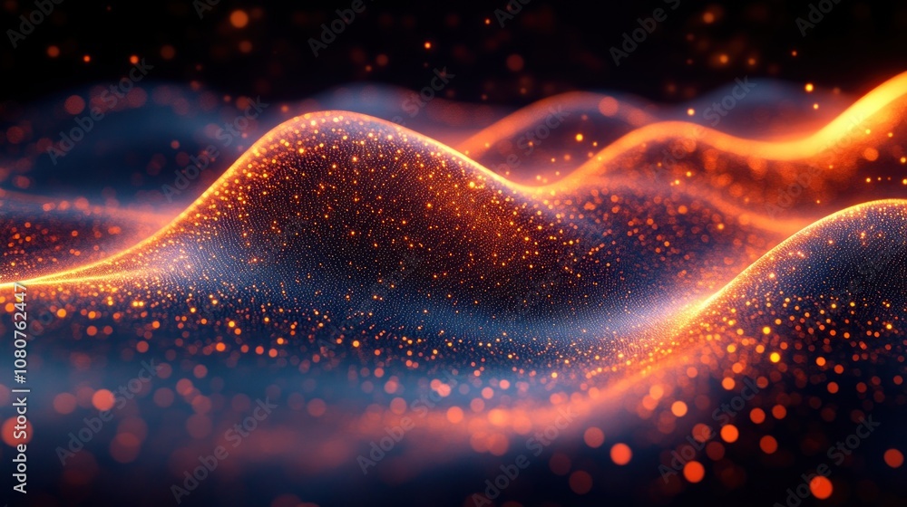 Poster abstract waves of light and particles create a mesmerizing effect.