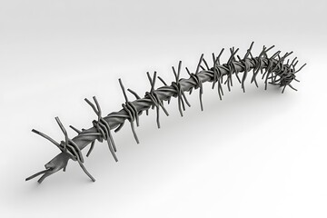 Wire barb, prison cell seamless border, jailhouse, old rusty and new barbwire fence. Boundary, territory defense steel barrier isolated on white background