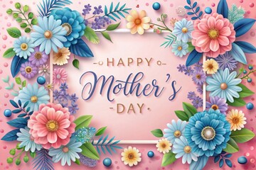 a poster with flowers and a frame that says happy mothers day