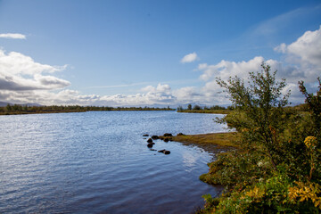 Stunning Mountain Lake In Iceland with a Beautiful Sky