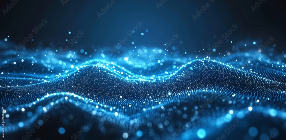 Poster a wave-like wireframe is shown with dots and triangles interconnecting the dots.