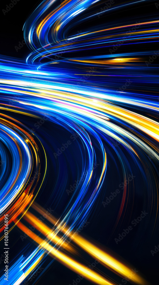 Aufkleber abstract light trails creating a dynamic illusion of speed against a dark background at night