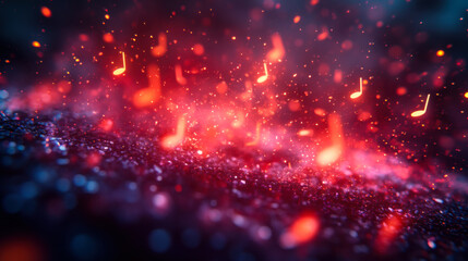 Obraz premium Colorful music notes glowing in vibrant hues against a dark background during a digital art display