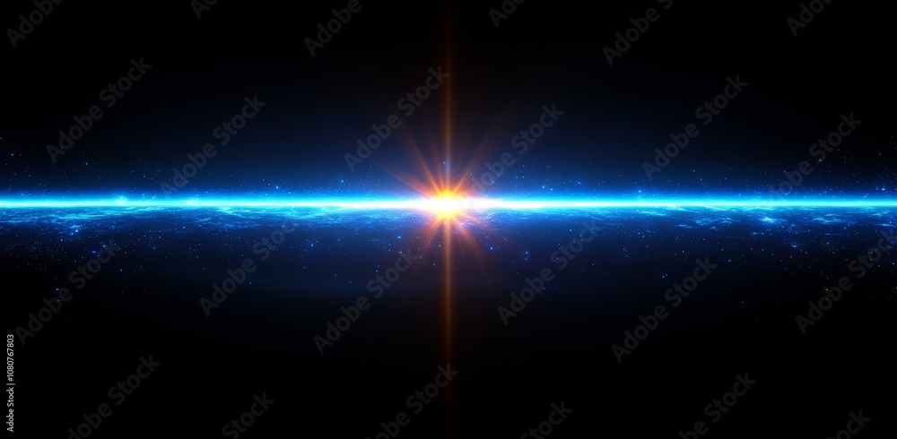 Poster light ray beam speed line movement abstract blue technology background rendered in 3d.