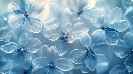 Fototapeta premium Delicate frosted flowers: captivating nature art with intricate blue petals