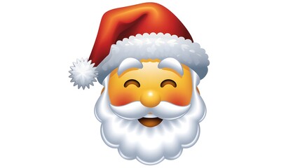 A cheerful Santa Claus emoji with a red hat, white beard, and a warm smile, representing the joy and warmth of the holiday season. AI generated