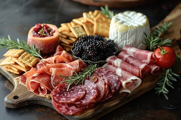 Gourmet Appetizer Platter with Prosciutto, Salami, and Cheese