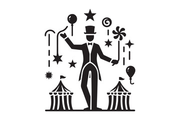 magician vector silhouette illustration isolated in white background