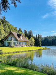 Fototapeta premium house on the river