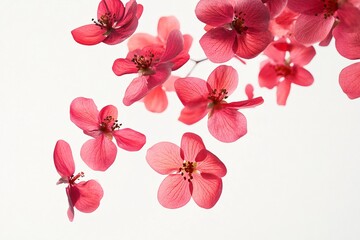 Naklejka premium Pink Flowers Blooming in Spring: Delicate Petals Against a White Background