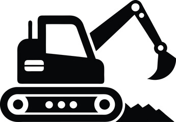 Excavator vector silhouette. Construction excavator vector, Excavator logo, icon