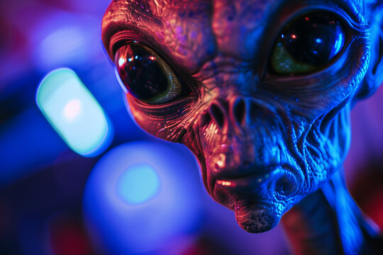 Image of extraterrestrial alien in glowing light generative AI