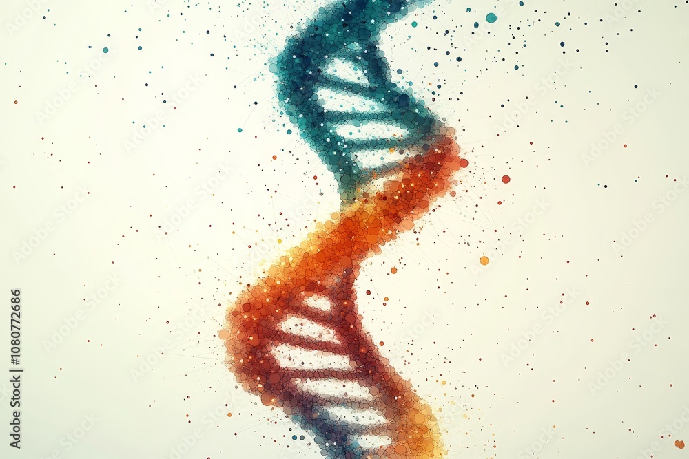 Poster it is a modern interpretation of science with a 3d rendering of an abstract dna spiral. the design i