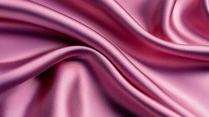 Obraz premium A close-up view of luxurious pink satin fabric draping elegantly, showcasing its smooth texture and rich color.