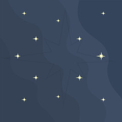 Abstract Trendy Celestial Fantasy Wallpaper Waves Eight Pointed Stars Background Vector Design