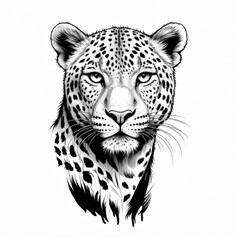 Artistic illustration of a leopard's face showcasing intricate details and textures, ideal for wildlife enthusiasts and art lovers