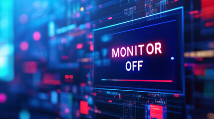 Obraz premium Monitor Off Signal in High-Tech Control Room
