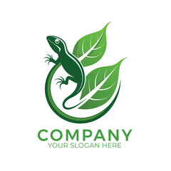 Fototapeta premium Lizard Leaf Logo Vector illustration