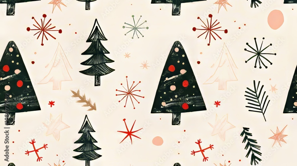 Aufkleber a christmas tree pattern with a tree in the middle. there are many trees in the pattern. the trees a