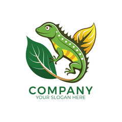 Obraz premium Lizard Leaf Logo Vector illustration