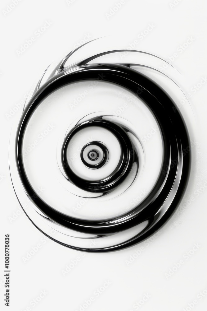 Poster A striking abstract image featuring a black and white spiral with smooth curves, creating a minimalist and modern aesthetic.