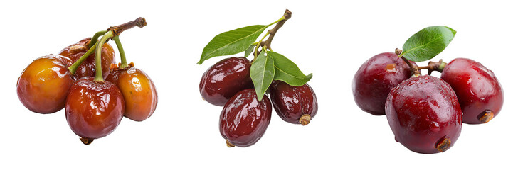 Fototapeta premium PNG set of jujube isolate on transparent and white background