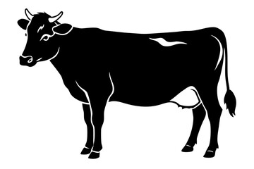 Fototapeta premium High Contrast Cow Silhouette Illustration with White Background