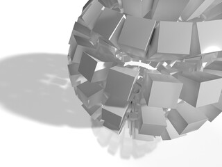 キューブで構成された球体の3Dイラスト