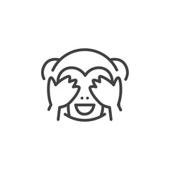 Shy monkey icon Logo symbol outline set