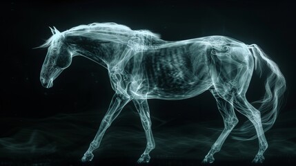Mysterious Horse Silhouette on Dark Background, Perfect for Fantasy or Horror Themes Generative AI