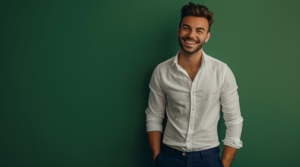 Casual Young Man Smiling Against a Background Generative AI