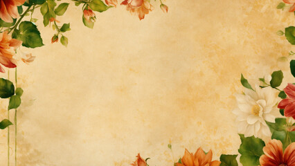 autumn background with leaves flowers