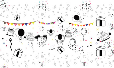 Vector Set of Illustration Happy Birthday Concept.