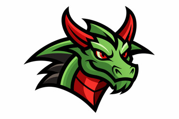 Dragon Head Mascot Logo Vector Illustration with White Background