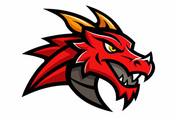 Dragon Head Mascot Logo Vector Illustration with White Background