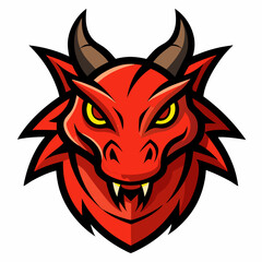 Dragon Head Mascot Logo Vector Illustration with White Background