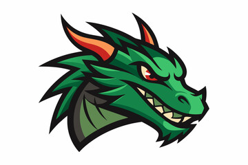 Dragon Head Mascot Logo Vector Illustration with White Background