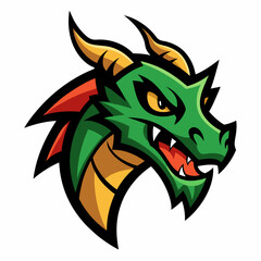 Dragon Head Mascot Logo Vector Illustration with White Background
