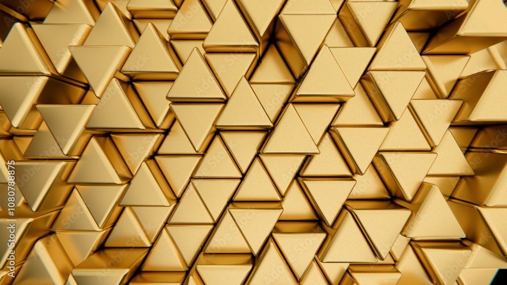 Poster abstract gold 3d triangles geometric pattern