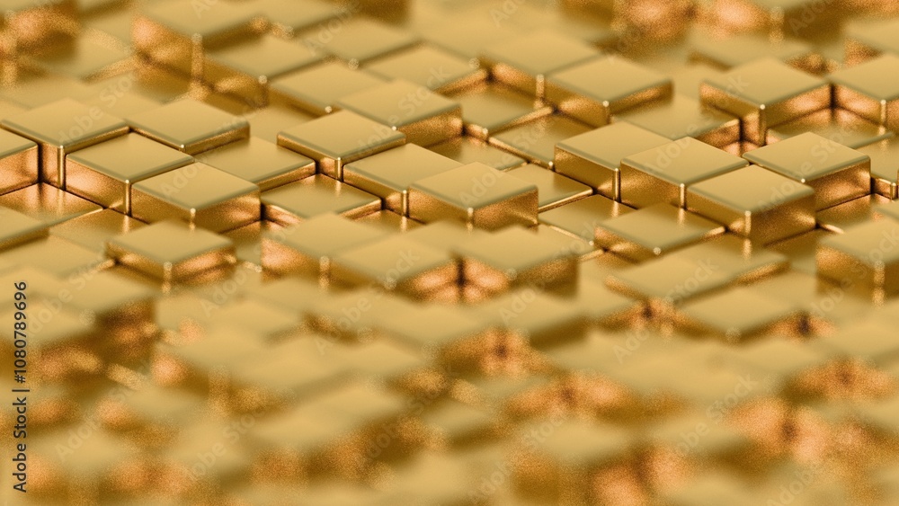 Poster Abstract Gold Cubic Surface with Shimmering Texture