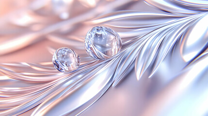 Abstract 3D Illustration of Two Glass Spheres on a Curved Surface