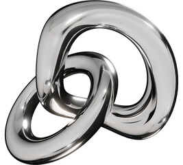 3D Chrome abstract organic shape futuristic y2k freeform element on Transparency Background