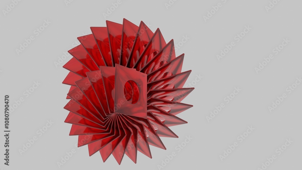 Poster abstract red transparent panels in dynamic formation