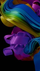 Abstract Swirls of Vibrant Ribbons in Motion