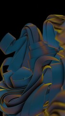 Obraz premium Abstract Twisted Blue and Yellow Ribbons on Black Background