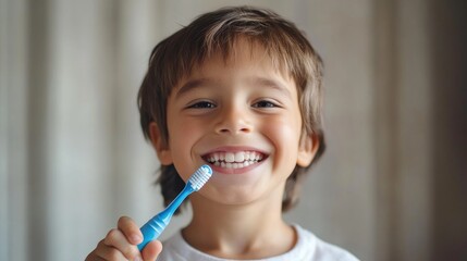 A young boy smiles while holding a toothbrush against a soft background representing the importance of children s dental hygiene