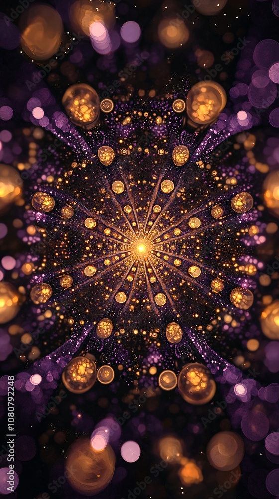 Poster this mesmerizing abstract image features vibrant, swirling patterns and glowing orbs, creating a cap