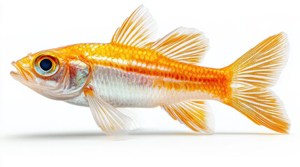 Fototapeta premium Vibrant Golden Fish Isolated on White Background